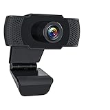 ieGeek PC Webcam con Micrófono, Cámara Web Full HD 1080P USB 2.0 para Videollamadas, Estudio, Conferencia, Grabación, Diseño Plegable y Giratorio de 360 °, Micrófono con Cancelación de Ruido